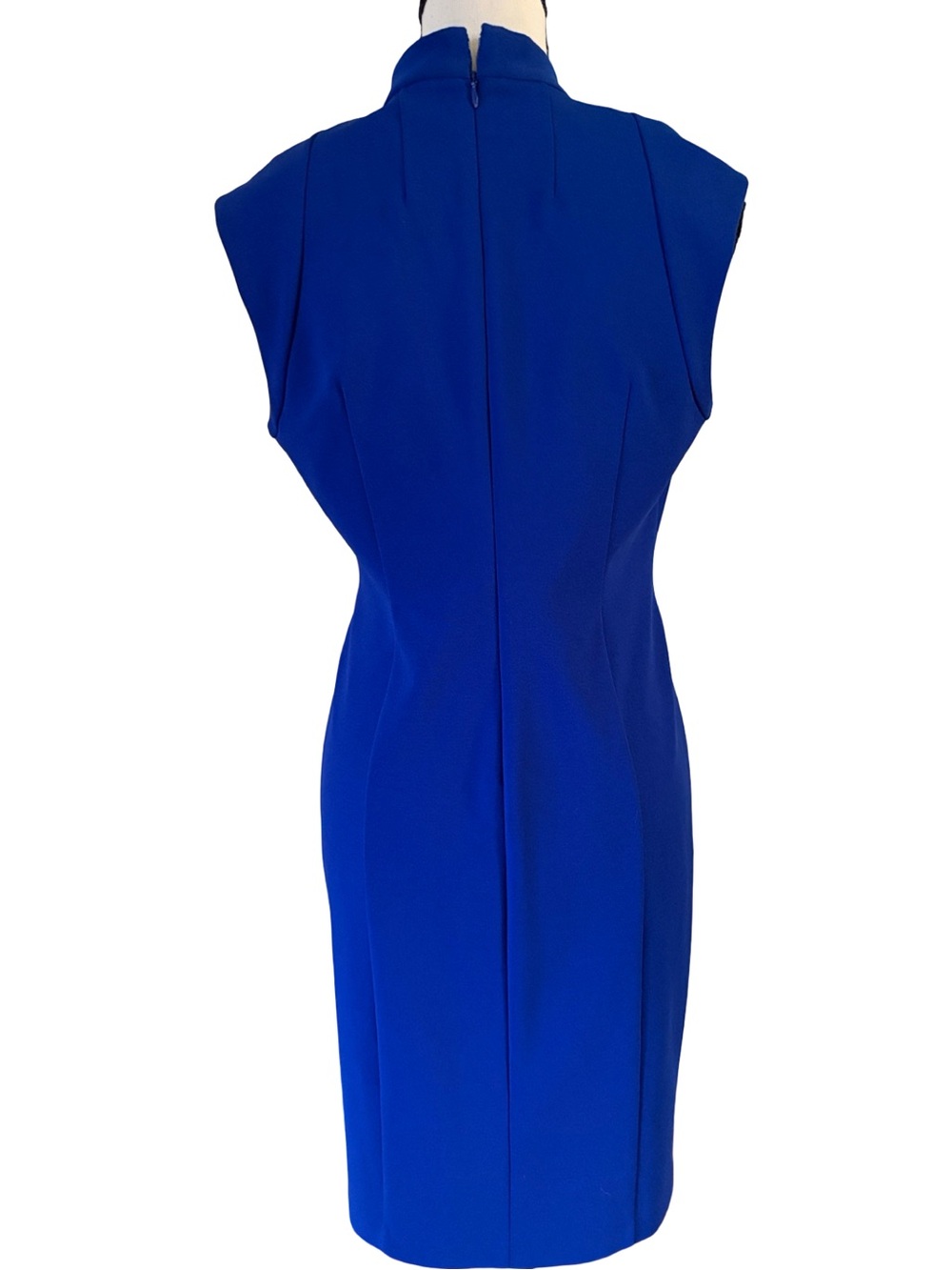 Calvin Klein Women's Royal Scuba Knit Stretch Blue Ruched Sheath Dress Size 8 - Picture 8 of 11